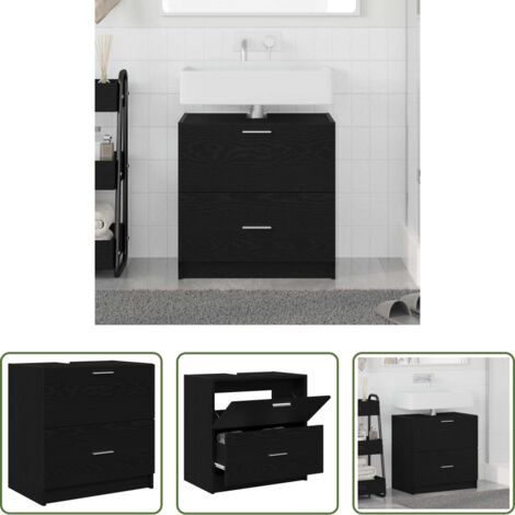 Armadietto moderno -  Mobile da Bagno Rovere Nero 59 x 37 x 59 cm Legno multistrato