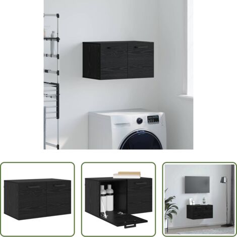Armadietto moderno -  Mobiletto a muro Rovere Nero 60 x 36,5 x 35 cm