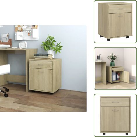 Armadietto moderno - vidaXL Armadietto con Ruote Rovere Sonoma 45x38x54cm Legno Multistrato - Armadietto con cassetto