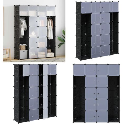 Armadietto Modulare 14 Scomparti Nero e Bianco 37x146x180,5 cm - Armadio 14 scomparti - Armadio nero e bianco