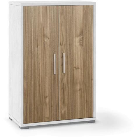 Armadietto Multiuso 2 Ante 71x110x41 cm Ossido Bianco/Noce Stelvio