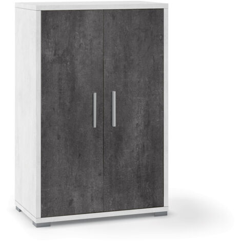 Armadietto Multiuso 2 Ante 71x110x41 cm Ossido Bianco/Ossido Nero