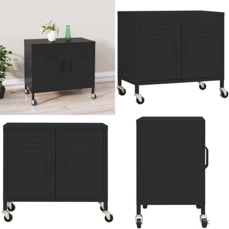 Armadietto Nero 60x35x56 cm in Acciaio - Armadio regolabile - Armadio con ruote