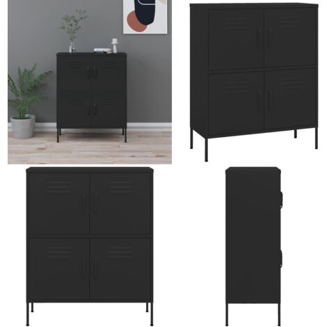 Armadietto Nero 80x35x101,5 cm in Acciaio - Armadietto nero - Armadietto per casa