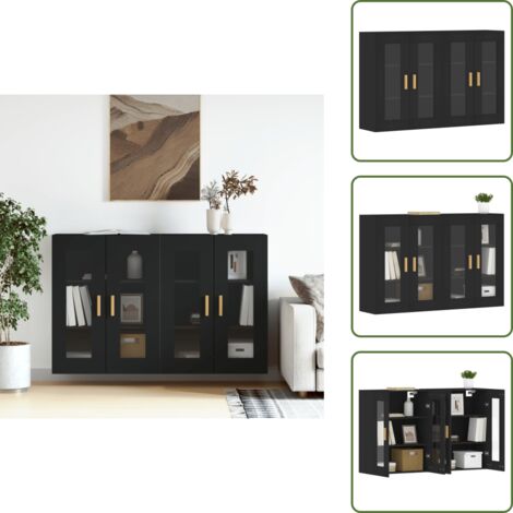 Armadietto nero - vidaXL Armadietti a Parete 2 pz Neri in Legno Multistrato - Armadietto per casa