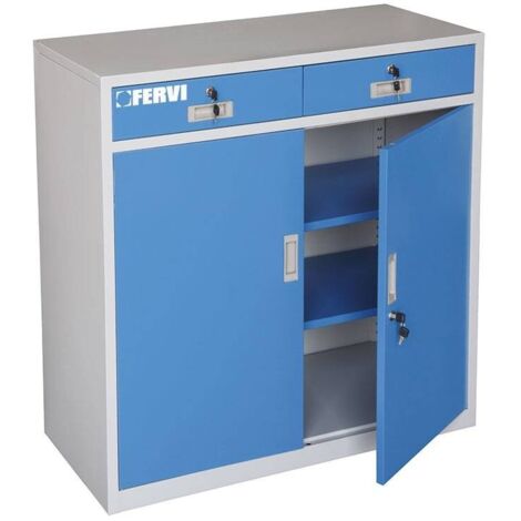 Armadietto officina con ante 2 cassetti e serratura 100 x 46 x 100 cm Fervi a300