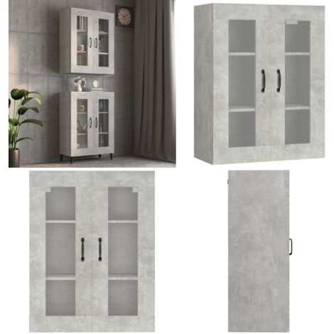 Armadietto Pensile a Parete Grigio Cemento 69,5x34x90 cm - Armadietto pensile - Armadietto in legno