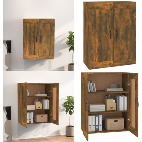 Armadietto Pensile a Parete Rovere Fumo 69,5x32,5x90 cm - Armadietto pensile - Armadietto in legno
