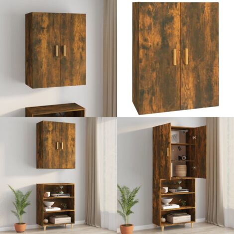 Armadietto Pensile a Parete Rovere Fumo 69,5x34x90 cm - Armadietto pensile - Armadietto in legno