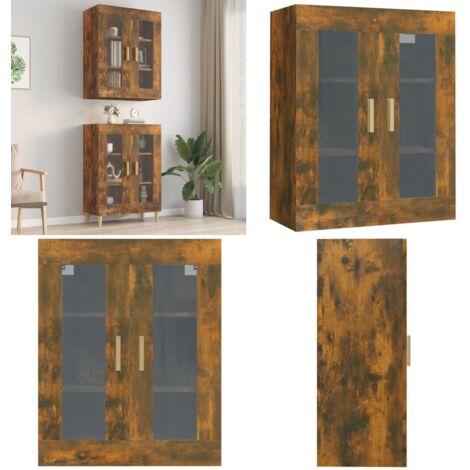 Armadietto Pensile a Parete Rovere Fumo 69,5x34x90 cm - Armadio a parete - Armadietto pensile