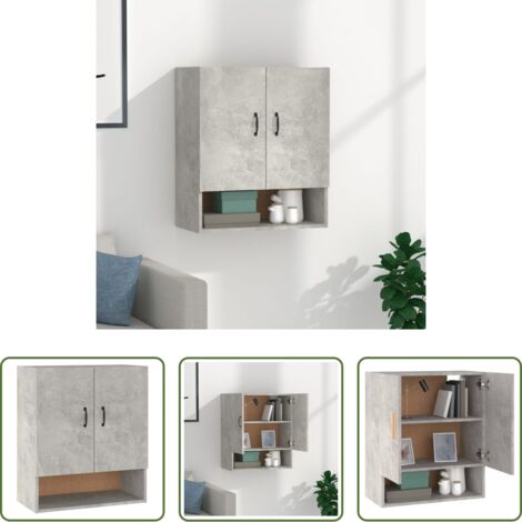 Armadietto pensile -  Armadietto a Muro Grigio Cemento 60x31x70 cm Legno Multistrato