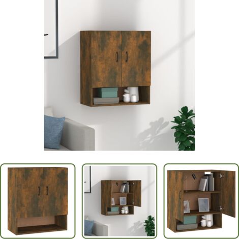 Armadietto pensile -  Armadietto a Muro Rovere Fumo 60x31x70 cm in Legno Multistrato