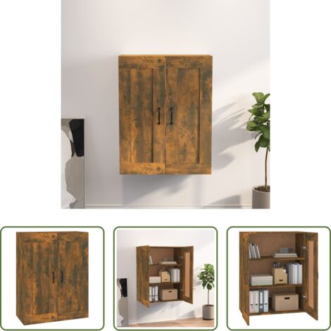 Armadietto pensile -  Armadietto Pensile a Parete Rovere Fumo 69,5x32,5x90 cm