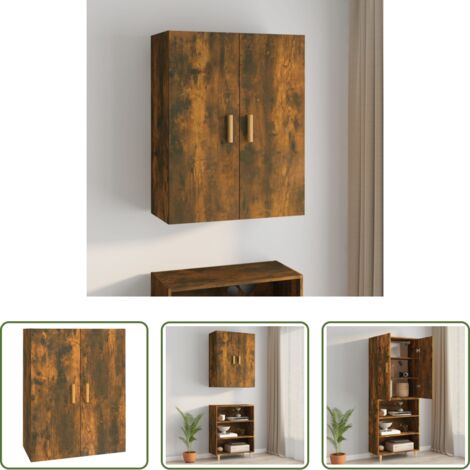 Armadietto pensile -  Armadietto Pensile a Parete Rovere Fumo 69,5x34x90 cm