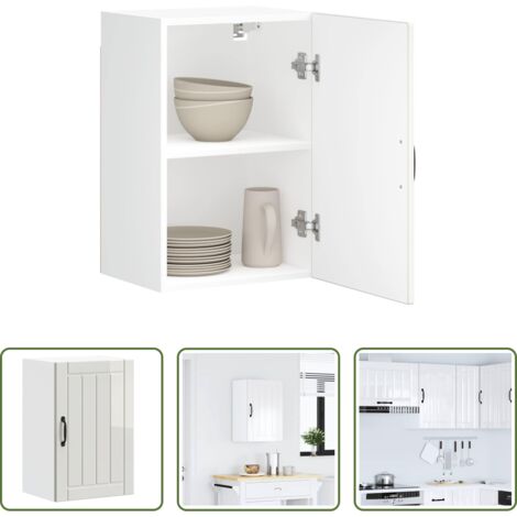 Armadietto pensile -  Pensile da Cucina Lucca Bianco Lucido in Legno Multistrato