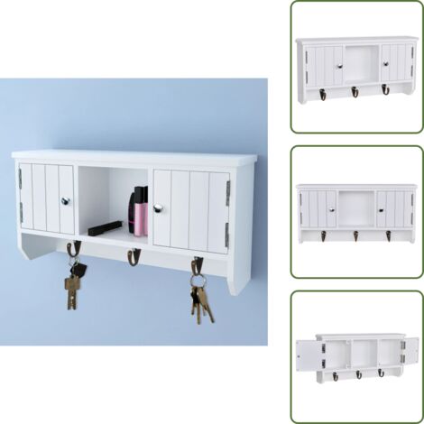 Armadietto per accessori - vidaXL Pensile per Chiavi e Gioielli con Ante e Ganci - Armadietto per chiavi e gioielli