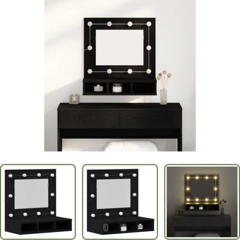Armadietto per bagno -  Mobiletto per specchio Rovere Nero 60 x 31,5 x 62 cm