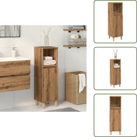 Armadietto per bagno - vidaXL Armadietto da Bagno Rovere Artigianale 30x30x100 cm Truciolato - Armadietto in legno artigianale