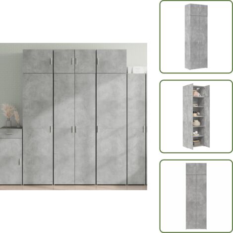 Armadietto per bagno - vidaXL Armadietto Grigio Cemento 70x42,5x225 cm in Legno Multistrato - Armadietto per camera da letto
