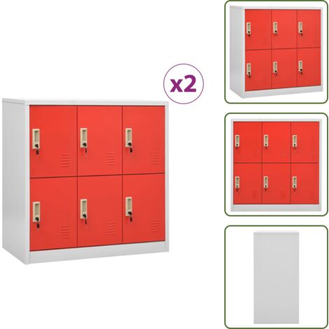Armadietto per borse - vidaXL Armadietti Chiavi 2pz Grigio Chiaro Rosso 90x45x92,5cm Acciaio - Armadietto per libri