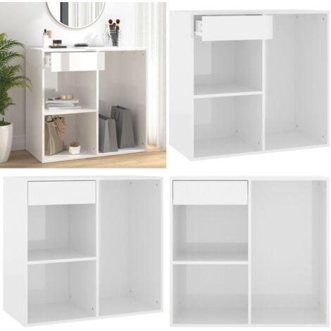 Armadietto per Cosmetici Bianco Lucido 80x40x75 cm in Legno - Armadietto per oggetti - Armadietto per trucchi