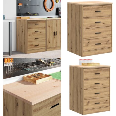 Armadietto per Garage in Rovere Artigianale 60x51x85 cm - Armadio per attrezzi - Armadio per officina