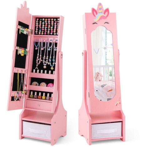 Armadietto per gioielli per bambini 2 in 1 con specchio a figura intera e amp armadietto a specchio con cassetto specchio per il trucco rosa 88305291 88305291 88305291 88305291 88305291 88305291 88305