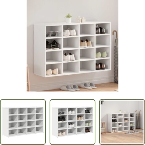 Armadietto per scarpe -  Mobile per scarpe Bianco 103 x 30 x 67 cm Legno multistrato