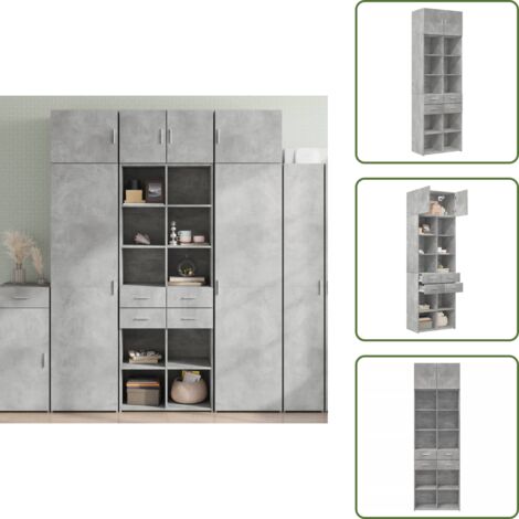 Armadietto per soggiorno - vidaXL Armadietto Grigio Cemento 70x42,5x225 cm in Legno Multistrato - Armadietto per camera da letto