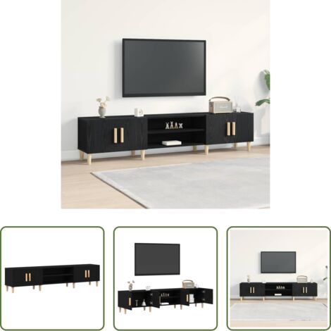 Armadietto per tv -  Mobile TV Rovere Nero 180 x 31,5 x 40 cm Legno multistrato