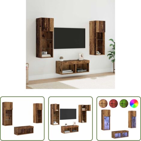 Armadietto per TV -  Mobiletti TV da Parete 4 pcs Rovere artigianale