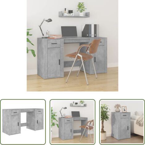Armadietto per ufficio -  Scrivania con Armadietto Grigio Cemento in Legno Multistrato