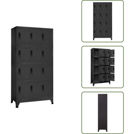 Armadietto per ufficio - vidaXL Armadietto con Serratura Antracite 90x45x180 cm in Acciaio - Armadietto per scuola