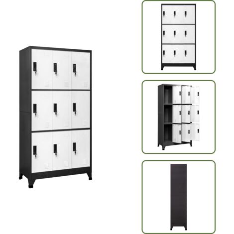 Armadietto per ufficio - vidaXL Armadietto con Serratura Antracite e Bianco 90x45x180cm Acciaio - Armadietto per scuola