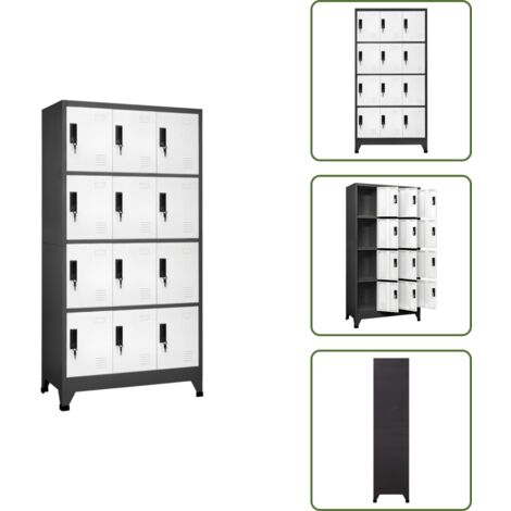 Armadietto per ufficio - vidaXL Armadietto con Serratura Antracite e Bianco 90x45x180cm Acciaio - Armadietto per scuola