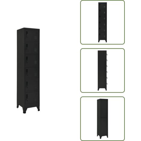 Armadietto per ufficio - vidaXL Armadietto con Serratura Nero 38x40x180 cm in Acciaio - Armadietto per scuola