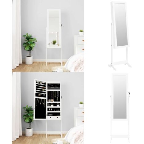 Armadietto Portagioie a Specchio Luci a LED Autoportante Bianco - Armadio con luci LED - Armadio portagioie
