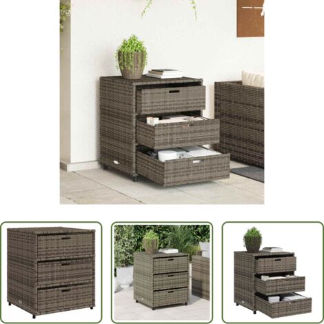 Armadietto portaoggetti -  Armadietto Portaoggetti Giardino Grigio 55x59x69cm Polyrattan