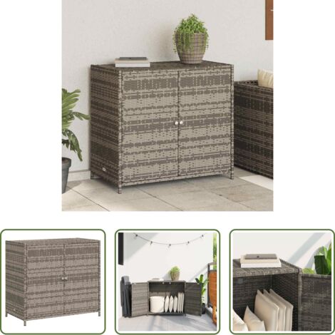 Armadietto portaoggetti -  Armadietto Portaoggetti Giardino Grigio 83x45x76 cm Polyrattan