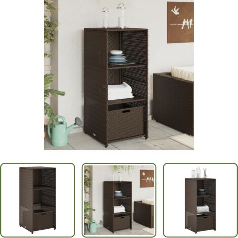Armadietto portaoggetti - Armadietto Portaoggetti Giardino Marrone 50x55x115cm Polyrattan