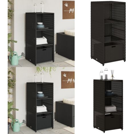 Armadietto Portaoggetti da Giardino Nero 50x55x115cm Polyrattan - Armadietto portaoggetti - Armadietto esterno