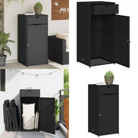 Armadietto Portaoggetti da Giardino Nero 55x55x111cm Polyrattan - Armadietto portaoggetti - Armadietto esterno