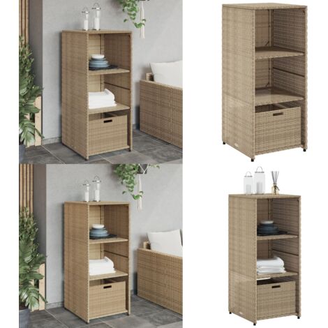 Armadietto Portaoggetti Giardino Beige 50x55x115cm Polyrattan - Armadietto portaoggetti - Armadietto esterno