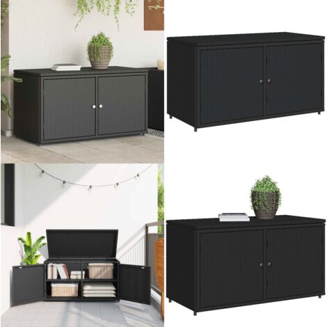 Armadietto Portaoggetti Giardino Nero 110x55x60,5cm Polyrattan - Armadietto portaoggetti - Armadietto esterno