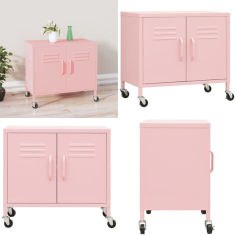 Armadietto Rosa 60x35x56 cm in Acciaio - Armadio rosa - Armadio con ruote