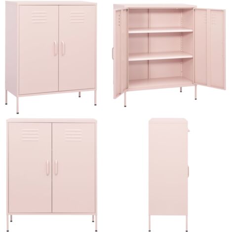 Armadietto Rosa 80x35x101,5 cm in Acciaio - Armadietto laterale - Credenza in acciaio