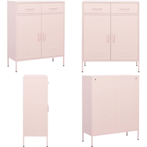 Armadietto Rosa 80x35x101,5 cm in Acciaio - Armadio rosa - Armadio con cassetti