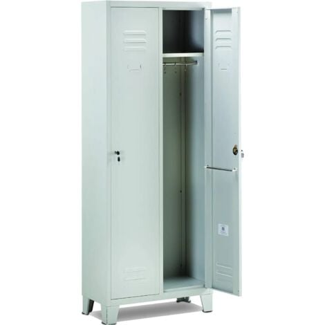 Armadietto Spogliatoio Metallico 2 Posti 180x33x68,5 Porte Con Serrature Grigio