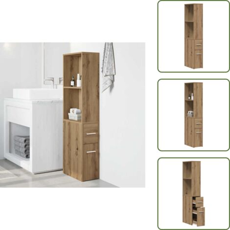 Armadietto stretto - vidaXL Mobile da Bagno Stretto con Ruote Rovere Artigianale Truciolato - Mobile da bagno con ruote