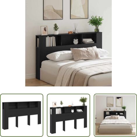 Armadietto testiera -  Testata del letto Rovere nero 180 x 18.5 x 102.5 cm